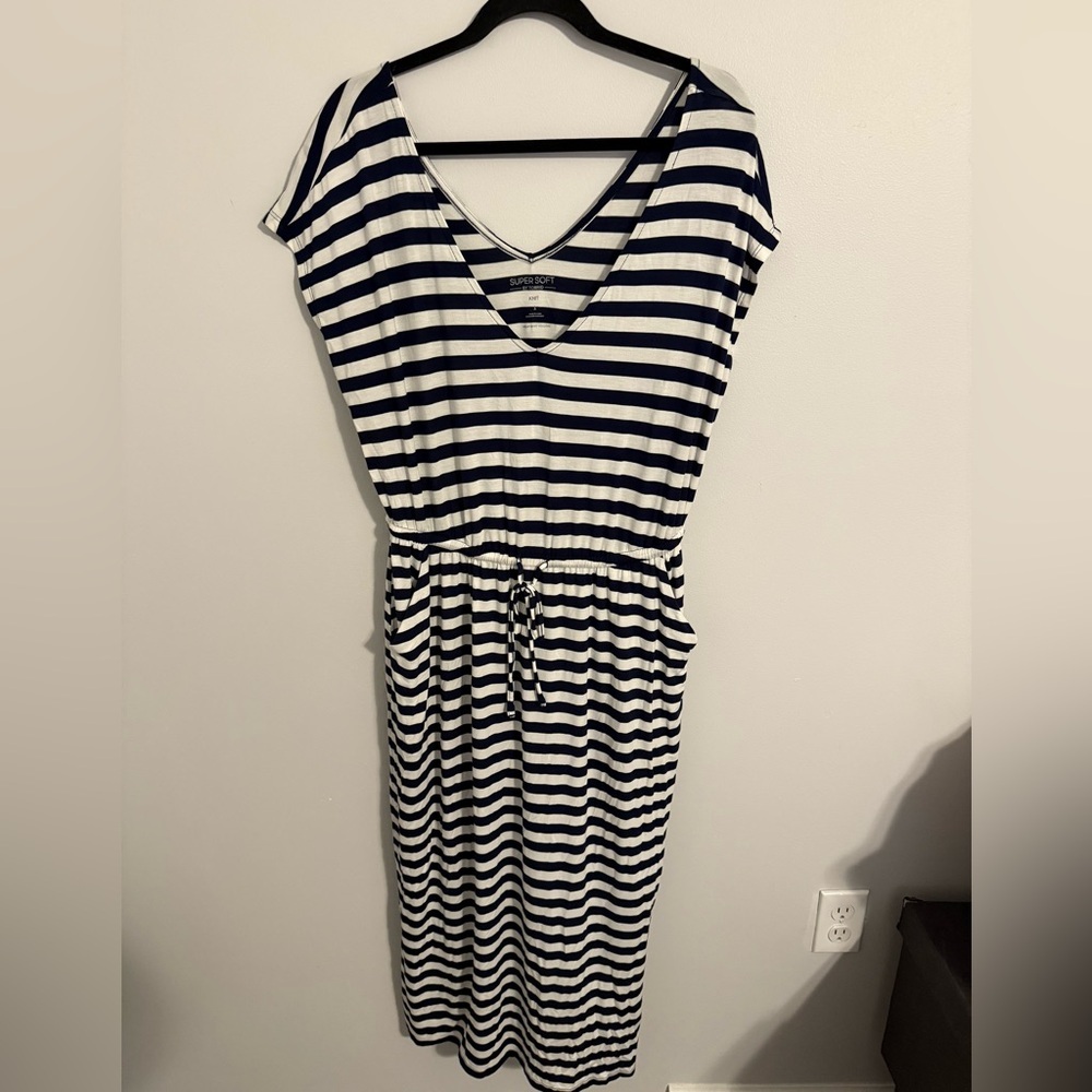 Torrid Navy and White Striped Midi Dress
